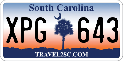 SC license plate XPG643