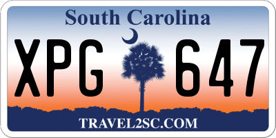SC license plate XPG647