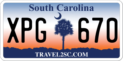 SC license plate XPG670