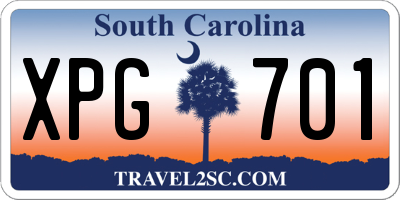SC license plate XPG701
