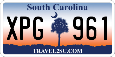 SC license plate XPG961