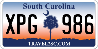 SC license plate XPG986