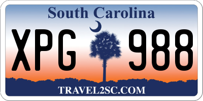 SC license plate XPG988