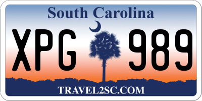 SC license plate XPG989
