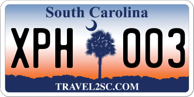 SC license plate XPH003
