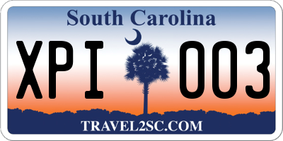 SC license plate XPI003