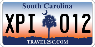 SC license plate XPI012