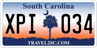 SC license plate XPI034