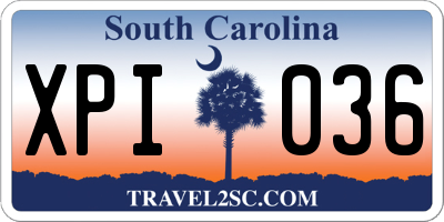 SC license plate XPI036