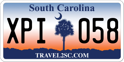 SC license plate XPI058