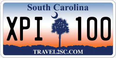 SC license plate XPI100