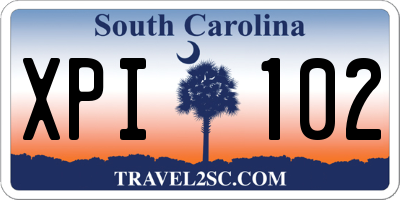 SC license plate XPI102
