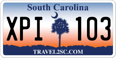 SC license plate XPI103