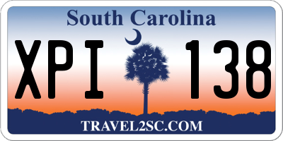 SC license plate XPI138