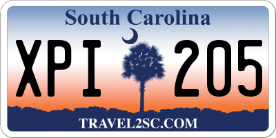 SC license plate XPI205