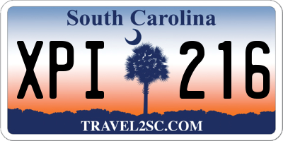 SC license plate XPI216