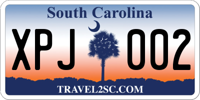 SC license plate XPJ002