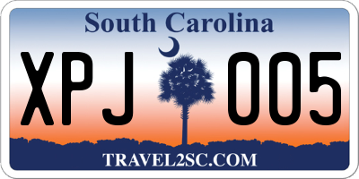 SC license plate XPJ005