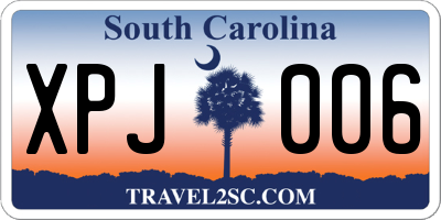 SC license plate XPJ006