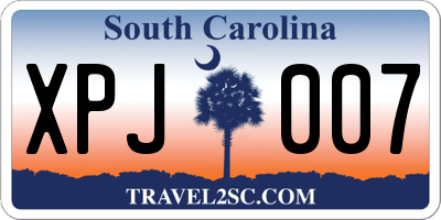 SC license plate XPJ007