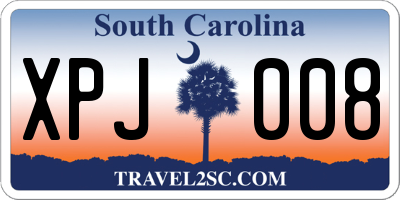 SC license plate XPJ008