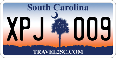 SC license plate XPJ009