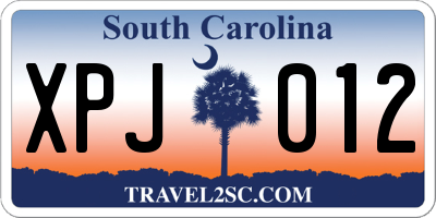 SC license plate XPJ012
