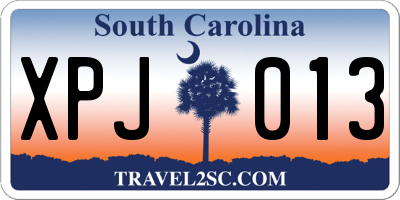 SC license plate XPJ013