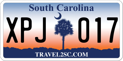 SC license plate XPJ017
