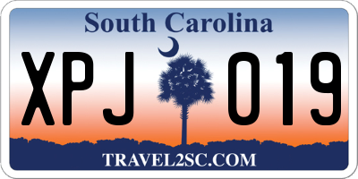 SC license plate XPJ019