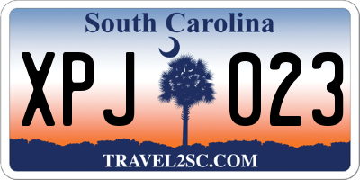 SC license plate XPJ023