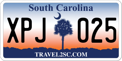 SC license plate XPJ025