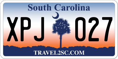 SC license plate XPJ027