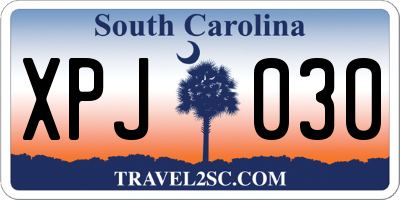 SC license plate XPJ030