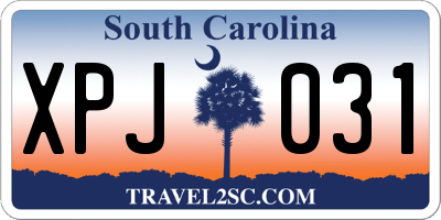 SC license plate XPJ031