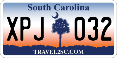 SC license plate XPJ032