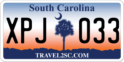 SC license plate XPJ033