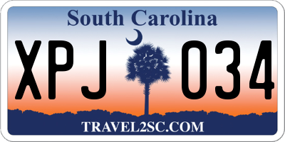 SC license plate XPJ034