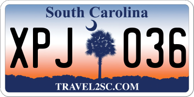 SC license plate XPJ036