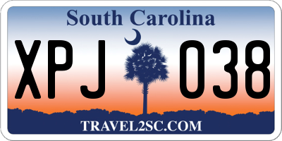 SC license plate XPJ038