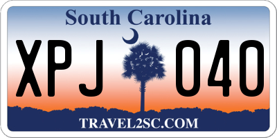 SC license plate XPJ040