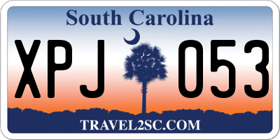 SC license plate XPJ053