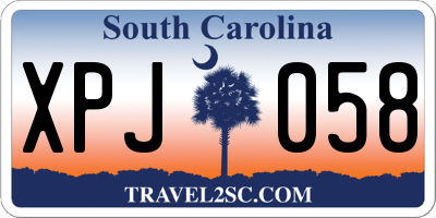SC license plate XPJ058