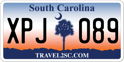 SC license plate XPJ089