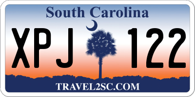 SC license plate XPJ122