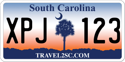 SC license plate XPJ123