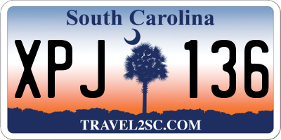 SC license plate XPJ136
