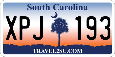 SC license plate XPJ193