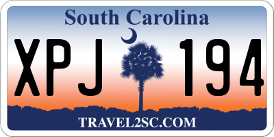 SC license plate XPJ194