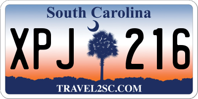 SC license plate XPJ216